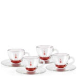 Bialetti Espresso Kop en Schotel Glas Rood 4st