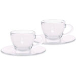 Bialetti Cappuccino kop en schotel glas 2st